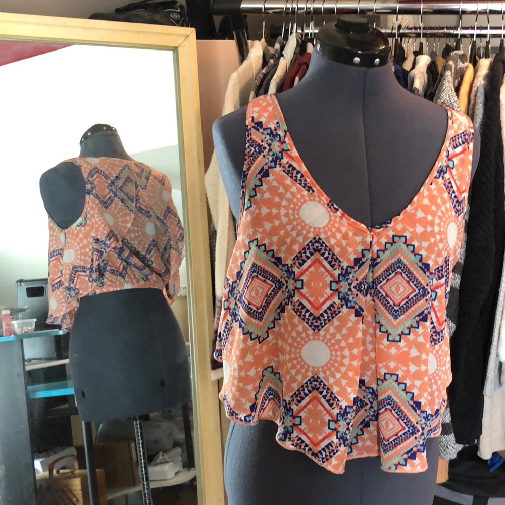 Aztec print crop top